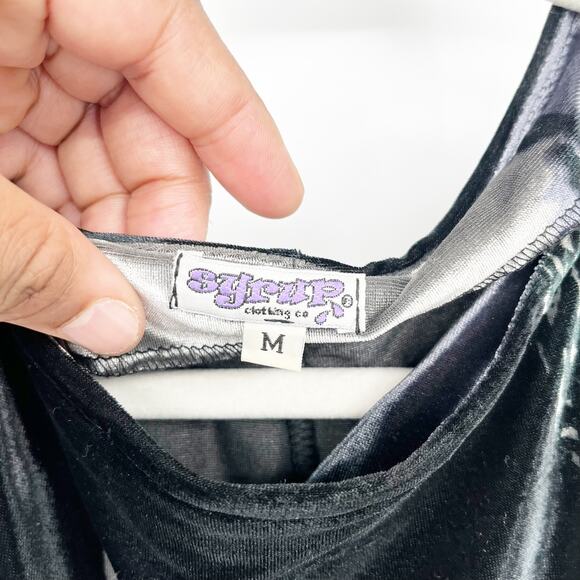 Syrup Womens Vintage Whimsical Y2K Witchy Velvet Floral Side Slit Dress Size M - Picture 4 of 9